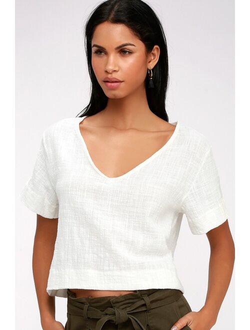 Lulus Signorina White Short Sleeve Top