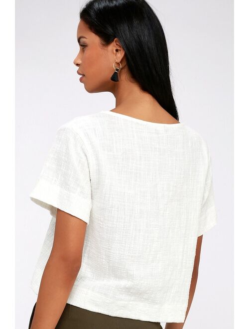 Lulus Signorina White Short Sleeve Top