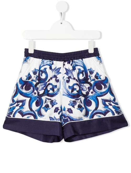 Dolce & Gabbana Kids Majolica-print twill shorts