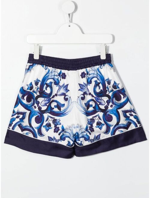 Dolce & Gabbana Kids Majolica-print twill shorts