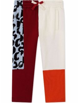 Kids drawstring contrast-panel trousers