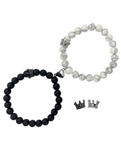 Ymeeaa Magnetic Bracelets for Couples King&Queen Crown His and Her Bracelets Heart Matching Bracelets Long Distance Relationship Gifts for Boyfriend and Girlfriend on Ann