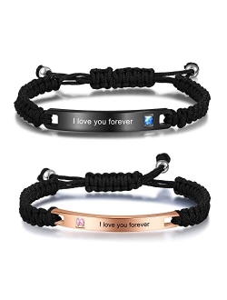 Nameinhea Personalized Custom Name Matching Bracelets for Couples His and Hers Bracelets for Valentine's Day Boyfriend and Girlfriend Mobius Bracelets