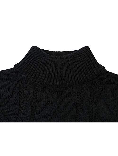 Vdnerjg Men's Thermal Turtleneck Sweater Long Sleeve Cable Knit Casual Chunky Pullover Jumper