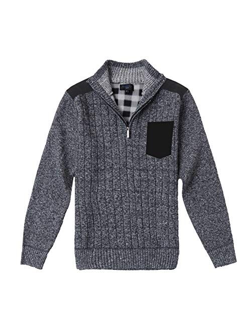 Gioberti Men's Half Zip Pullover Knitted Regular Fit Sweater with Soft Brushed Flannel Lining