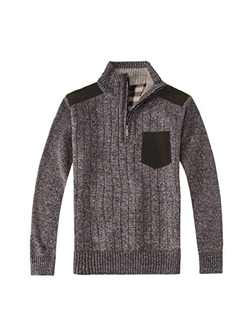 Gioberti Men's Half Zip Pullover Knitted Regular Fit Sweater with Soft Brushed Flannel Lining