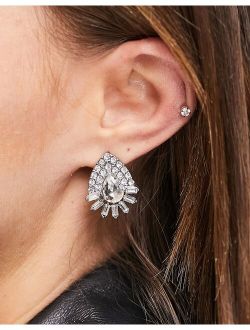 teardrop crystal stud earrings in silver