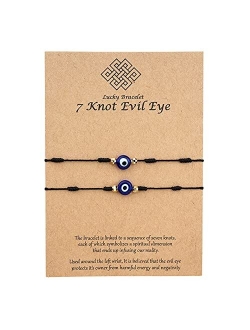 COLORFUL BLING Handmade Evil Eye Strand Bracelet for Couple Valentines Day Amulet Jewelry Gift, 2Pcs Braided Evil Eye Bracelet for Women Girls Men Christmas Protection Je