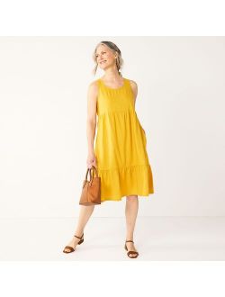 Tiered Sleeveless Swing Dress