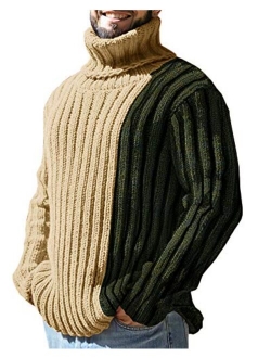 Gafeng Mens Turtleneck Sweaters Winter Thick Ribbed Knit Loose Fit Chunky Thermal Cable Pullover Knitwear