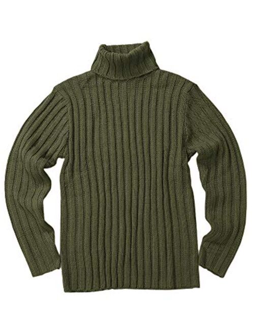 Gafeng Mens Turtleneck Sweaters Winter Thick Ribbed Knit Loose Fit Chunky Thermal Cable Pullover Knitwear