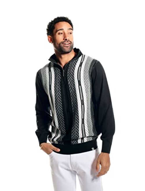 STACY ADAMS Men's Quarter Zipped Pullover Winter Sweater