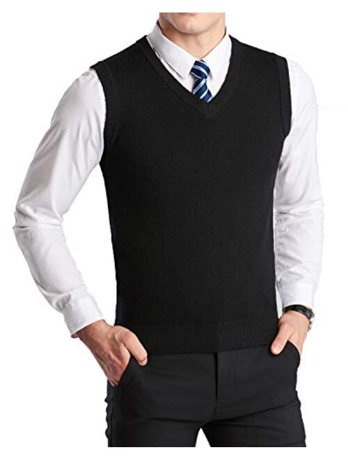 KTWOLEN Mens Slim Fit Argyle Sweater Vest Lightweight Sleeveless V-Neck Knitwear Pullover