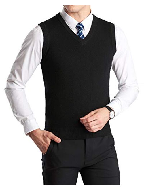 KTWOLEN Mens Slim Fit Argyle Sweater Vest Lightweight Sleeveless V-Neck Knitwear Pullover