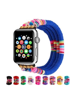 Betykuku Compatible with Apple Watch Bands 38mm/40mm Series 5/4 Women Girl, Butterfly Cute Handmade Fashion Stack Rainbow Vinyl Disc Bead Compatible for Apple iWatch Seri