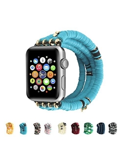 Betykuku Compatible with Apple Watch Bands 38mm/40mm Series 5/4 Women Girl, Butterfly Cute Handmade Fashion Stack Rainbow Vinyl Disc Bead Compatible for Apple iWatch Seri