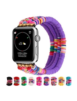 Betykuku Compatible with Apple Watch Bands 38mm/40mm Series 5/4 Women Girl, Butterfly Cute Handmade Fashion Stack Rainbow Vinyl Disc Bead Compatible for Apple iWatch Seri