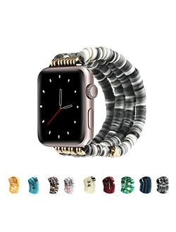 Betykuku Compatible with Apple Watch Bands 38mm/40mm Series 5/4 Women Girl, Butterfly Cute Handmade Fashion Stack Rainbow Vinyl Disc Bead Compatible for Apple iWatch Seri