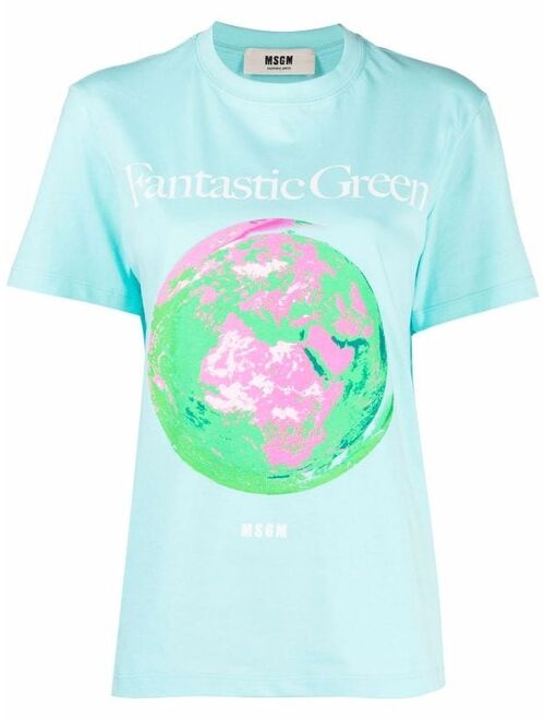 MSGM fantastic green-print T-shirt