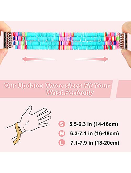 Gdbb Beaded Bracelet Compatible With Apple Watch Band 38mm40mm41mm42mm44mm 45mm Women Girl, Handmade Elastic Bracelet Strap Stretchy Boho Stack Beaded Band Compatible Wit