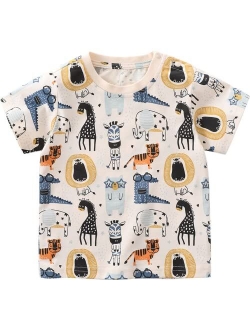 LABISHU Kids Boys Summer T Shirt Short Sleeve Crewneck Print Toddler Cotton Top Casual Basic Shirts Tee