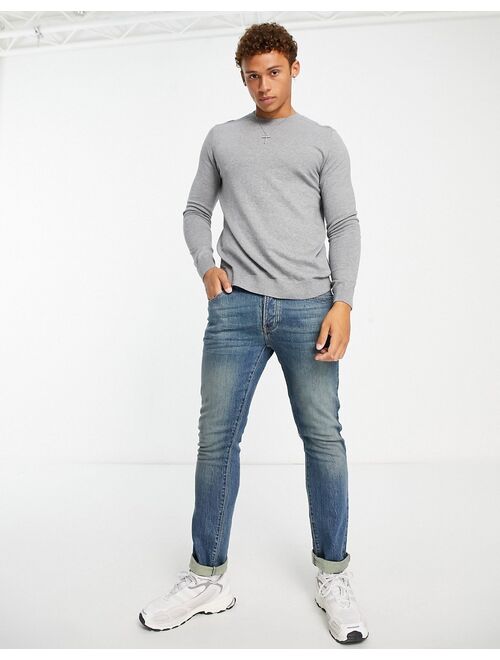 Selected Homme knit crew neck sweater in gray melange