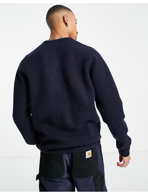 Carhartt WIP university script knitted sweater in navy