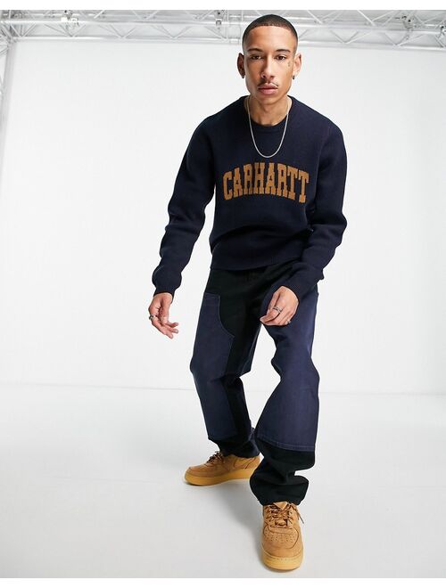 Carhartt WIP university script knitted sweater in navy