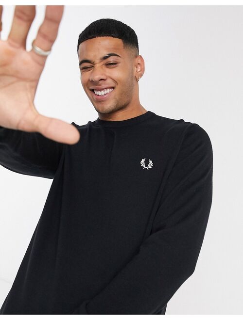 Fred Perry classic crew neck sweater in black