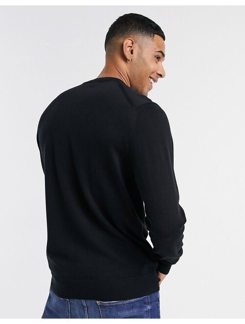 Fred Perry classic crew neck sweater in black