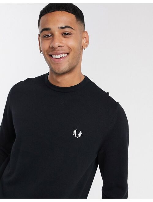 Fred Perry classic crew neck sweater in black