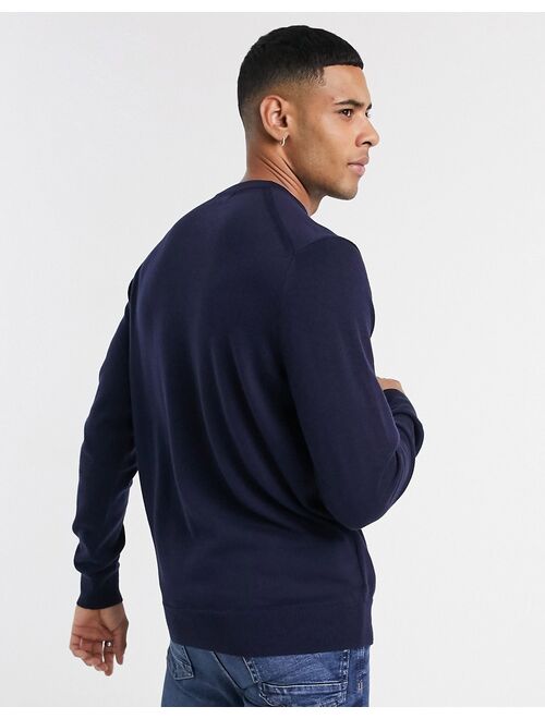 Fred Perry classic crew neck sweater in navy