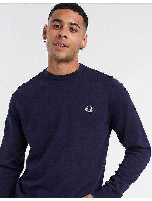 Fred Perry classic crew neck sweater in navy