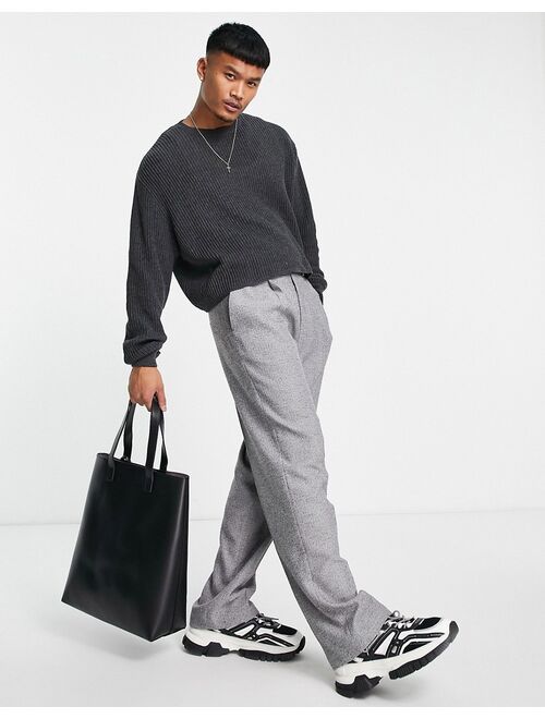 ASOS DESIGN knit wide rib sweater in charcoal