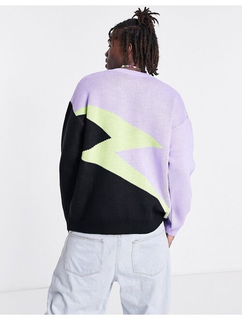 ASOS DESIGN oversized knitted sweater with lightning bolt