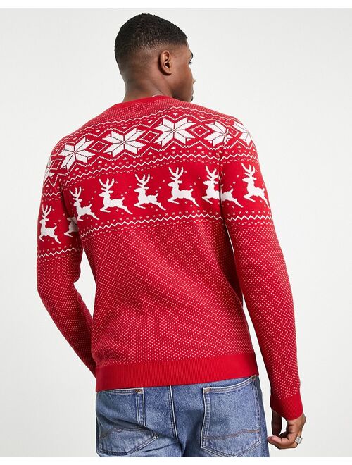 Jack & Jones Originals Christmas sweater in red