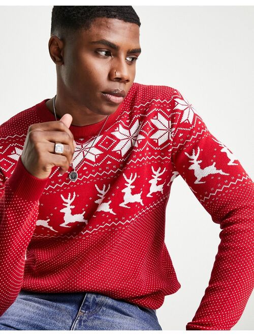 Jack & Jones Originals Christmas sweater in red