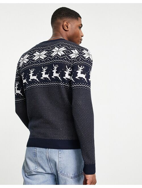 Jack & Jones Originals Christmas sweater in navy