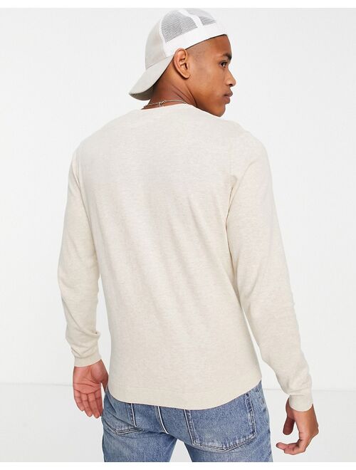 ASOS DESIGN knitted cotton sweater in oatmeal heather