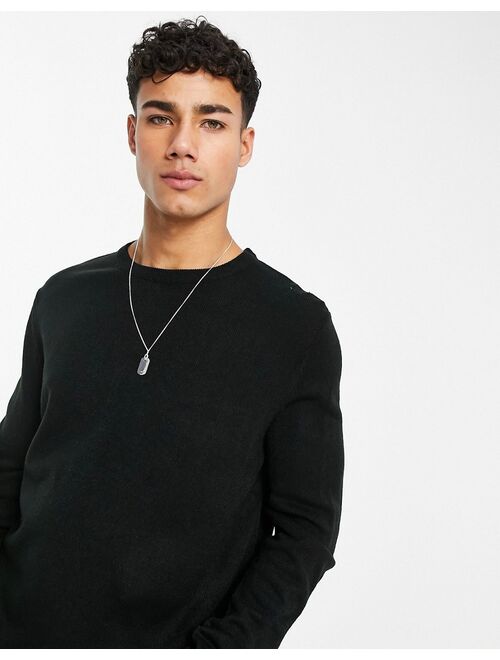 ASOS DESIGN knitted lightweight sweater in black