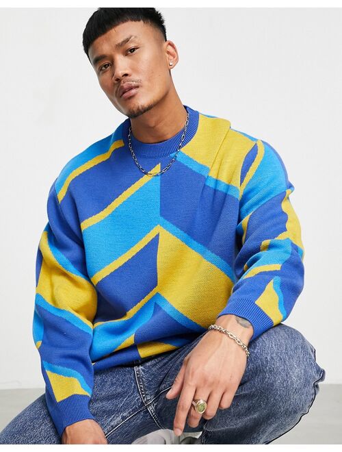 ASOS DESIGN knitted sweater with spliced stripes