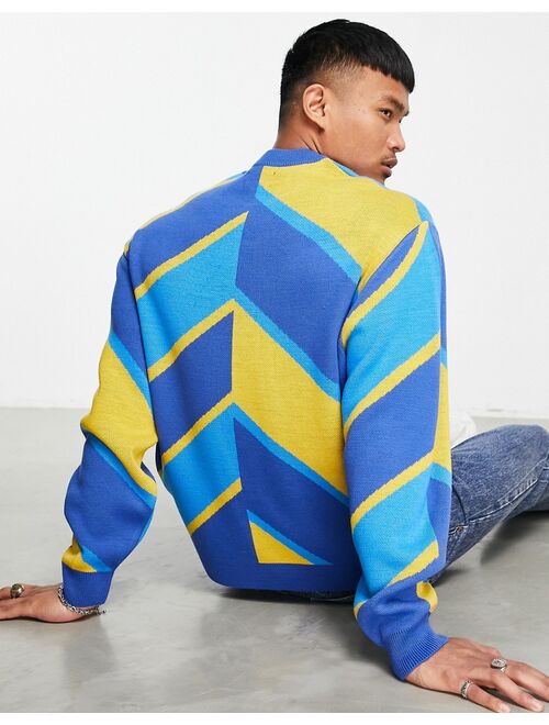 ASOS DESIGN knitted sweater with spliced stripes