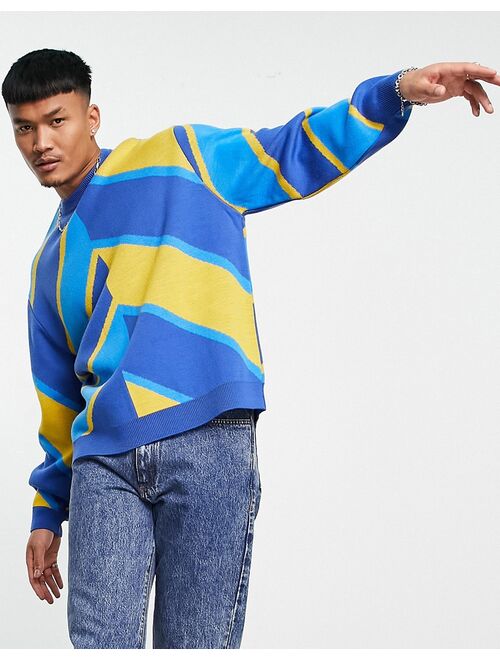 ASOS DESIGN knitted sweater with spliced stripes