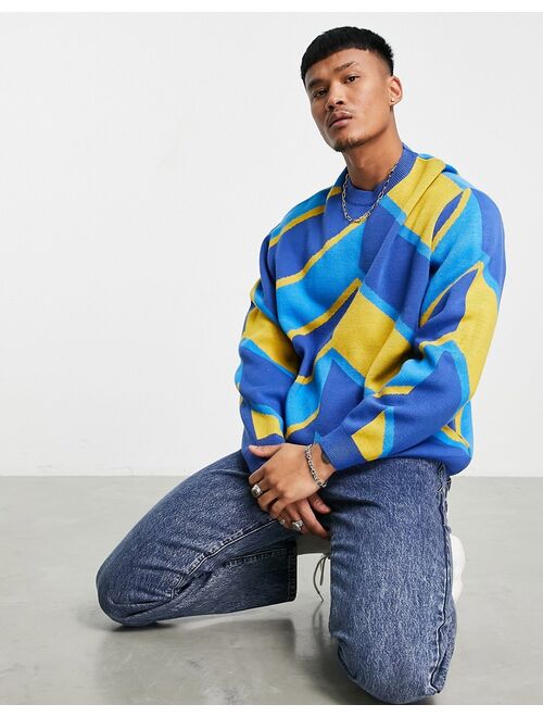 ASOS DESIGN knitted sweater with spliced stripes