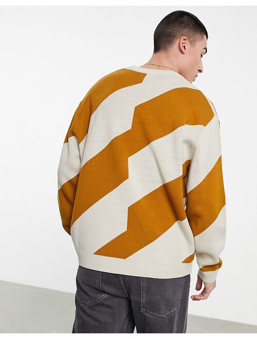 ASOS DESIGN knitted sweater with spliced stripe design