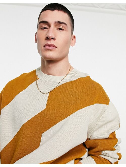 ASOS DESIGN knitted sweater with spliced stripe design