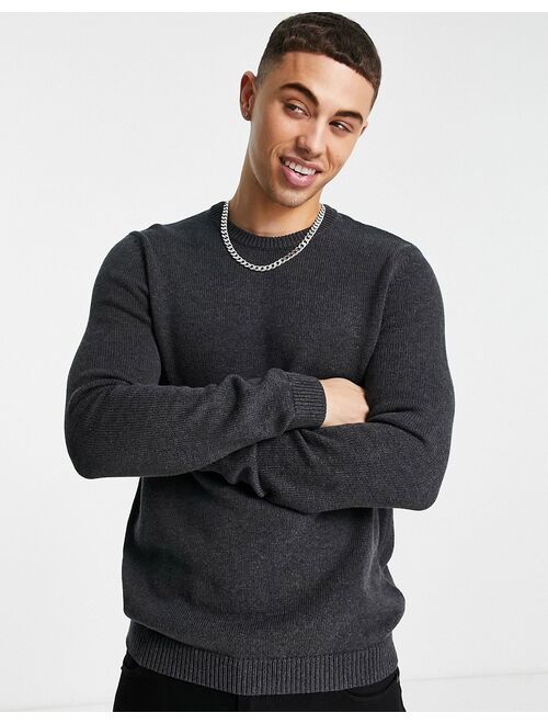 ASOS DESIGN oversized midweight cotton sweater in charcoal