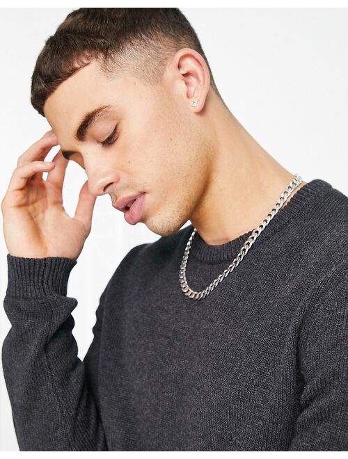 ASOS DESIGN oversized midweight cotton sweater in charcoal