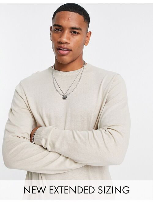 ASOS DESIGN cotton crew neck sweater in beige