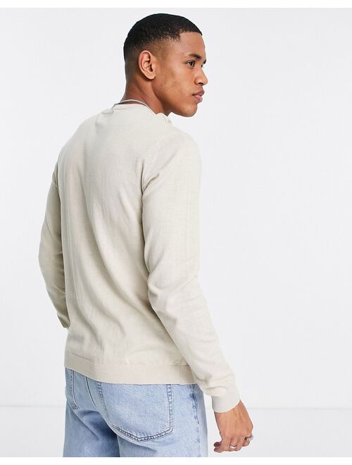 ASOS DESIGN cotton crew neck sweater in beige